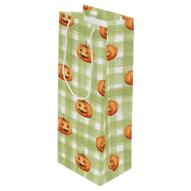 Bolsa Para Vino PUMPKINAS naranjas CON PLACA VERDE Y BLANCA (Angulo Anverso)
