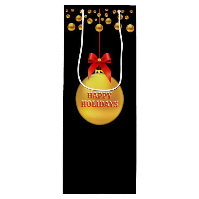 Bolsa Para Vino Puntos de oro de Navidad (Anverso)