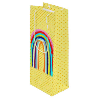 BOLSA PARA VINO PUNTOS DE POLKA AMARILLO EN LLUVIA