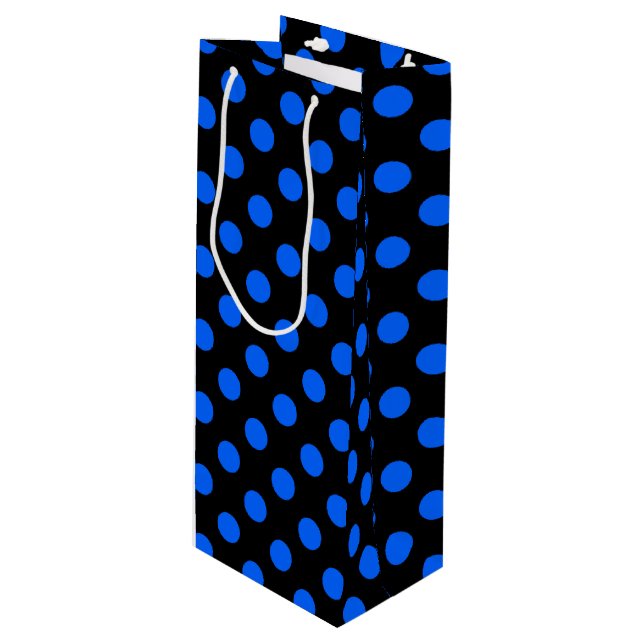 Bolsa Para Vino Puntos de polka azul y negro (Angulo Anverso)