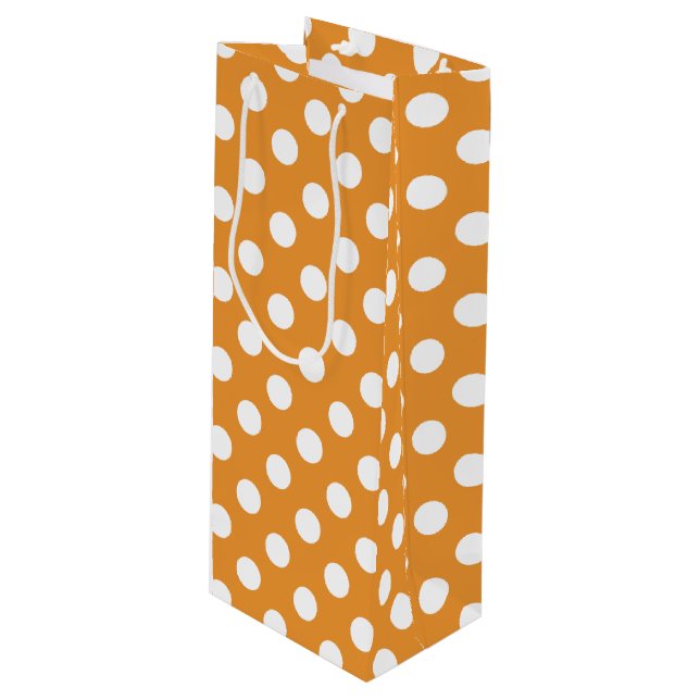 Bolsa Para Vino Puntos de polka blanco sobre ámbar (Angulo Anverso)
