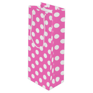 Bolsa Para Vino Puntos de polka blanco sobre rosa