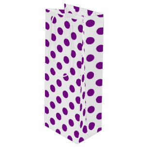 Bolsa Para Vino Puntos de polka morado y blanco