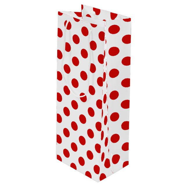 Bolsa Para Vino Puntos de polka rojos y blancos (Angulo Anverso)