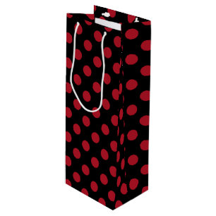 Bolsa Para Vino Puntos de polka rojos y negros
