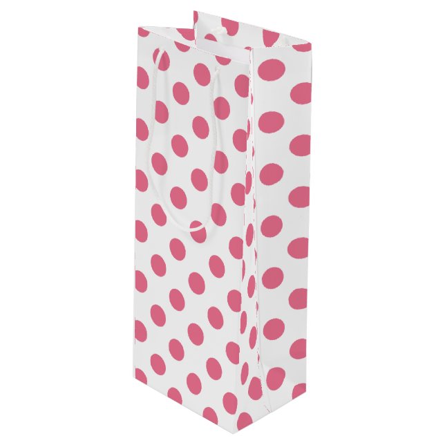 Bolsa Para Vino Puntos de polka rosa y blanco (Angulo Anverso)