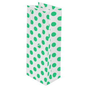 Bolsa Para Vino Puntos de polka verdes y blancos