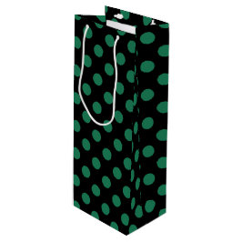 Bolsa Para Vino Puntos de polka verdes y negros