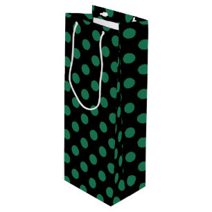 Bolsa Para Vino Puntos de polka verdes y negros