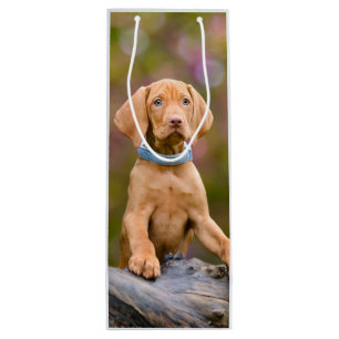 Bolsa Para Vino puppyeyed lindo de la foto del perrito del perro