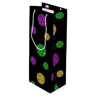 BOLSA PARA VINO PURPLE GREEN GOLD GLITTER LOOK MARDI GRAS