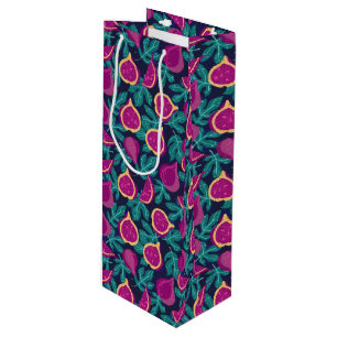 Bolsa Para Vino púrpura hermoso patrón de higo azul