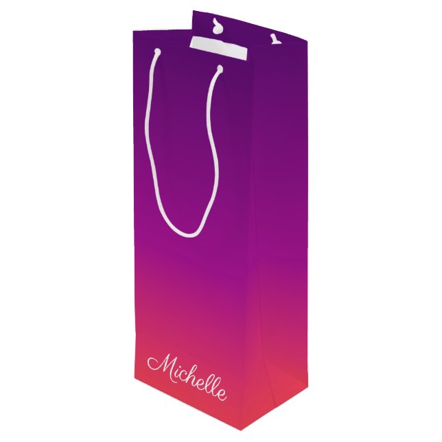 Bolsa Para Vino Púrpura, rosa y gradiente naranja (Angulo reverso)