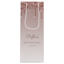 Bolsa Para Vino Purpurina Drip 80th Birthday Rosa Gold