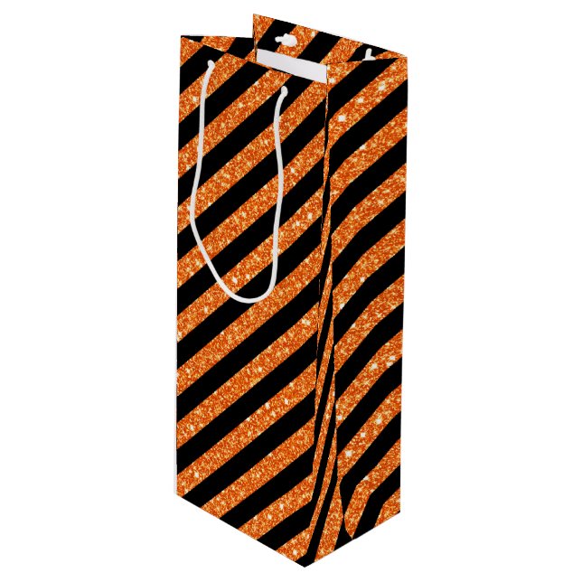 Bolsa Para Vino Purpurina NEGRO Y NARANJA MIRA HALLOWEEN (Angulo Anverso)