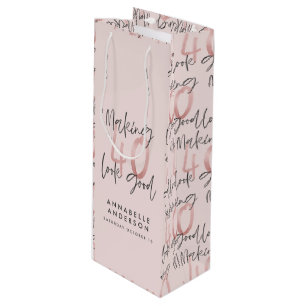 Bolsa Para Vino purpurina rosa brillante moderno con estilo 40 añ