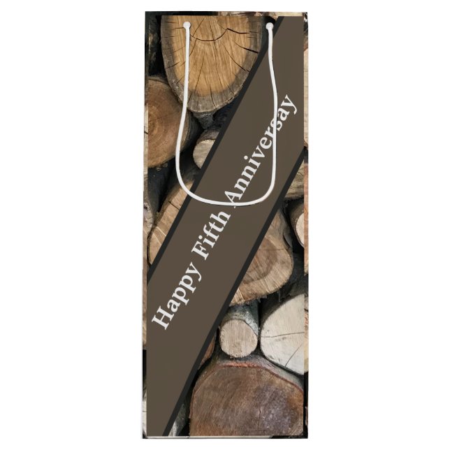 Bolsa Para Vino Quinto aniversario Boda editable (Anverso)