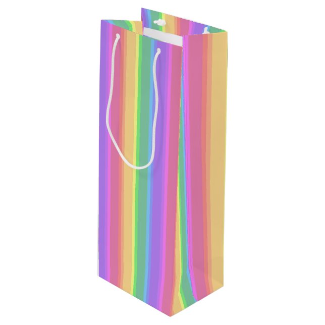 Bolsa Para Vino Rayas arcoiris pastorales (Angulo Anverso)