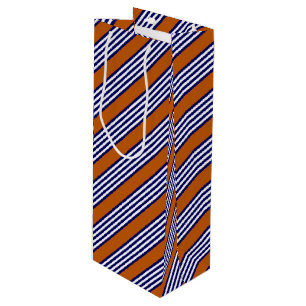 Bolsa Para Vino Rayas azul y blanca de la marina con naranja quema