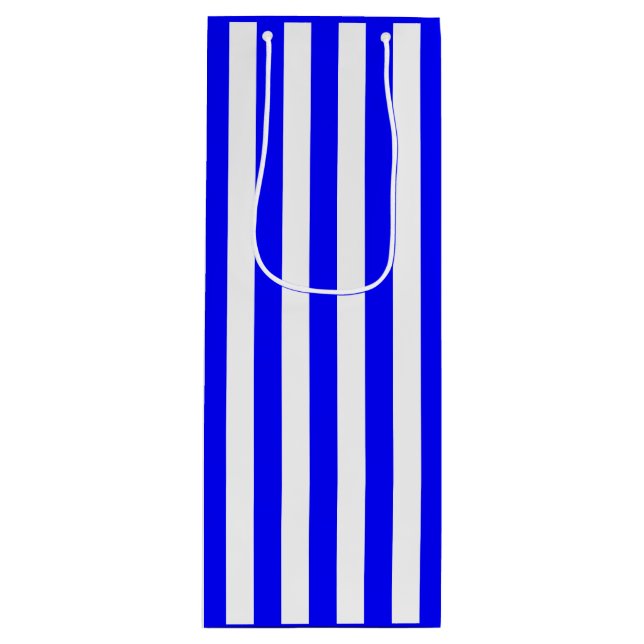 Bolsa Para Vino Rayas Azules y Blancas (Anverso)