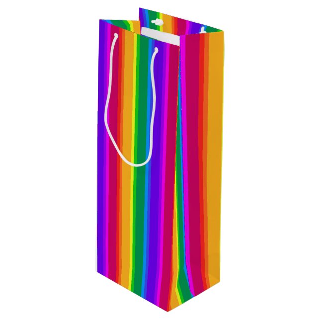 Bolsa Para Vino Rayas de arco iris irregulares (Angulo Anverso)