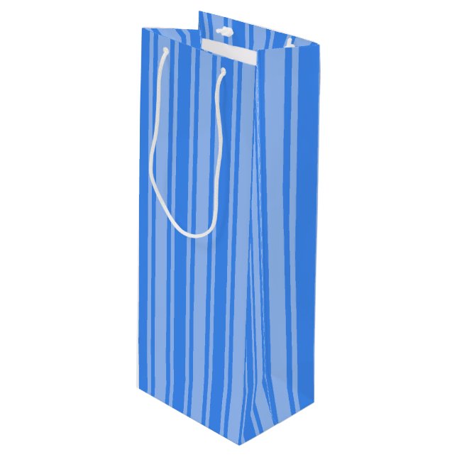 Bolsa Para Vino Rayas de caramelo azul (Angulo Anverso)