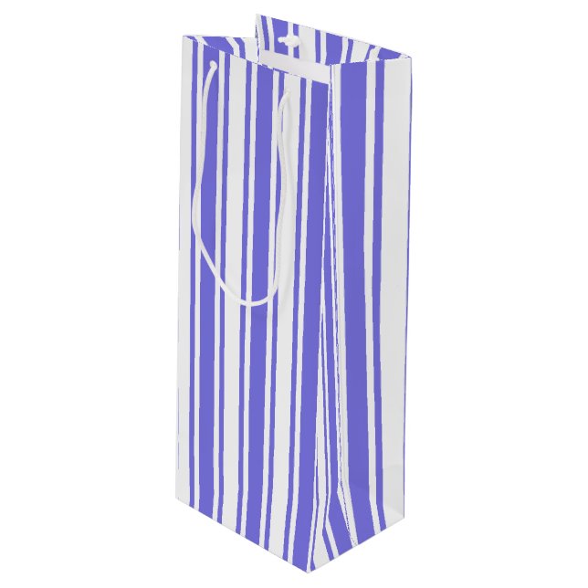 Bolsa Para Vino Rayas de caramelo azul y blanco (Angulo Anverso)