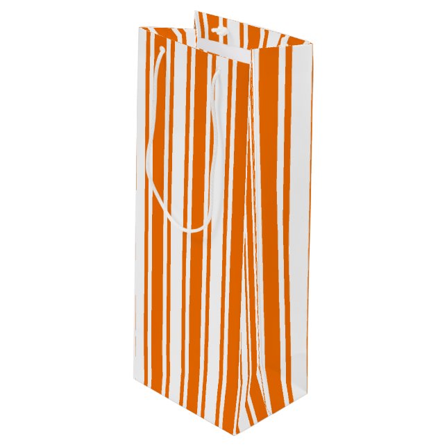 Bolsa Para Vino rayas de caramelo blanco y naranja (Angulo Anverso)