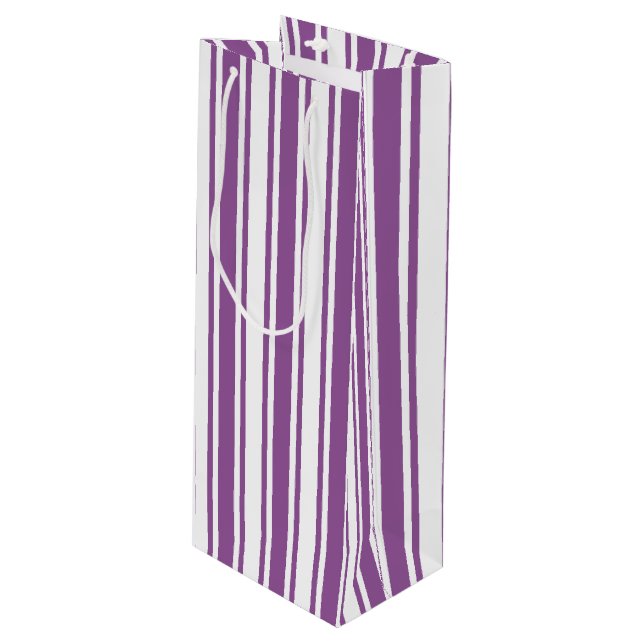 Bolsa Para Vino Rayas de caramelo morado y blanco (Angulo Anverso)