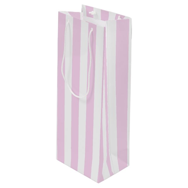 Bolsa Para Vino Rayas de caramelo rosa pálido y blanco (Angulo Anverso)