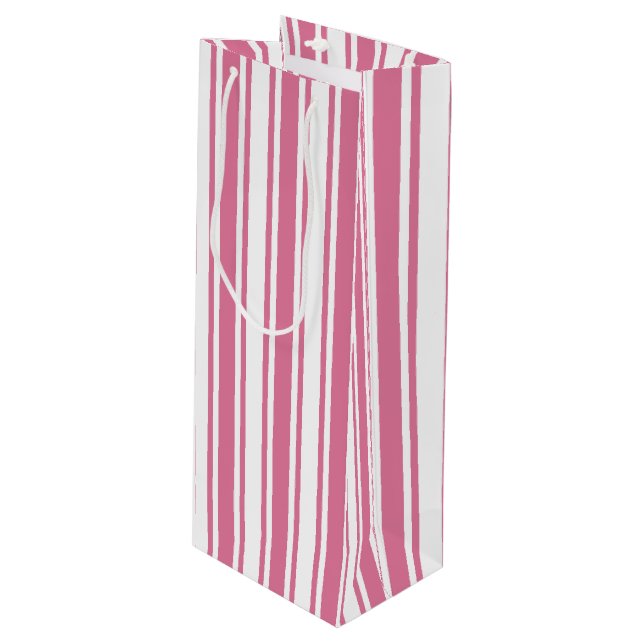 Bolsa Para Vino Rayas de caramelo rosa y blanco (Angulo Anverso)