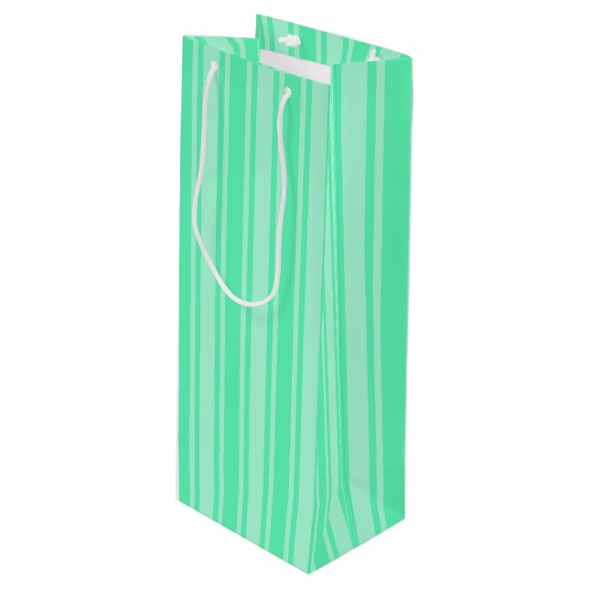 Bolsa Para Vino Rayas de dulces verdes de menta (Angulo Anverso)