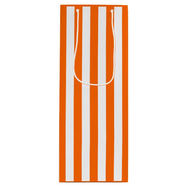 Bolsa Para Vino Rayas de naranja y blanco (Anverso)