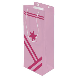 Bolsa Para Vino Rayas diagonales rosa lilac estrella gráfica moder