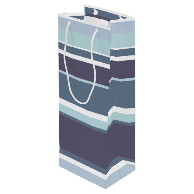 Bolsa Para Vino Rayas grises azules (Angulo reverso)