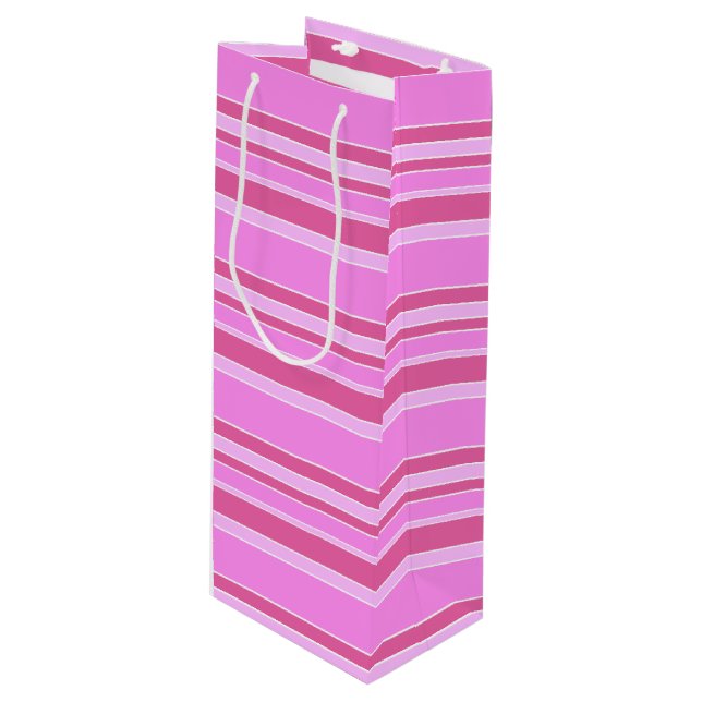 Bolsa Para Vino Rayas rosas (Angulo Anverso)