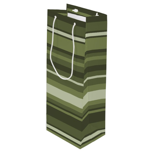 Bolsa Para Vino Rayas verdes de oliva (Angulo Anverso)