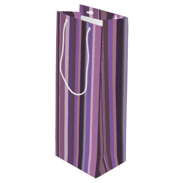 Bolsa Para Vino Rayas verticales malvas (Angulo Anverso)