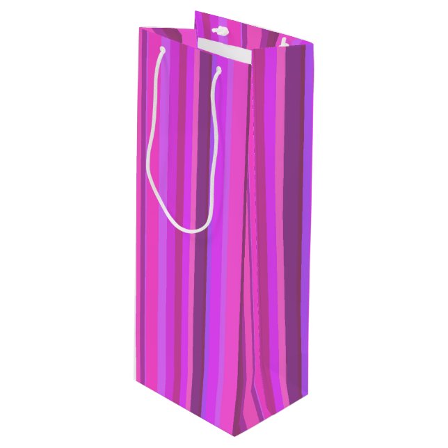 Bolsa Para Vino Rayas verticales rosas (Angulo Anverso)