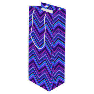 Bolsa Para Vino Rayas zigzag azules y violetas