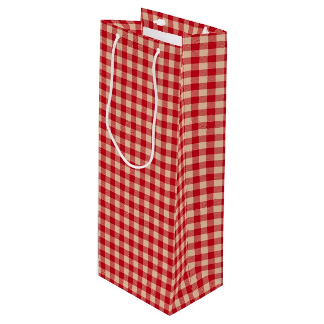 Bolsa Para Vino Red and Kraft Country Gingham Christmas  (Angulo Anverso)