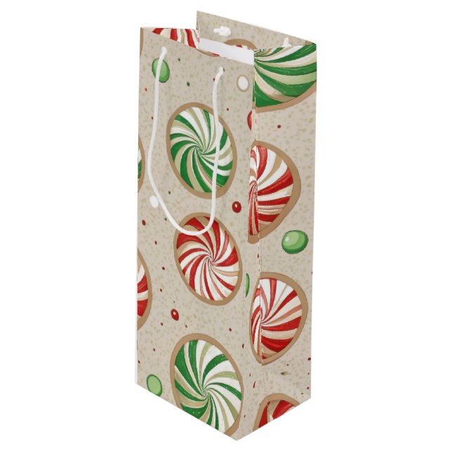 BOLSA PARA VINO RED & GREEN CHRISTMAS MINT CANDIES (Angulo Anverso)