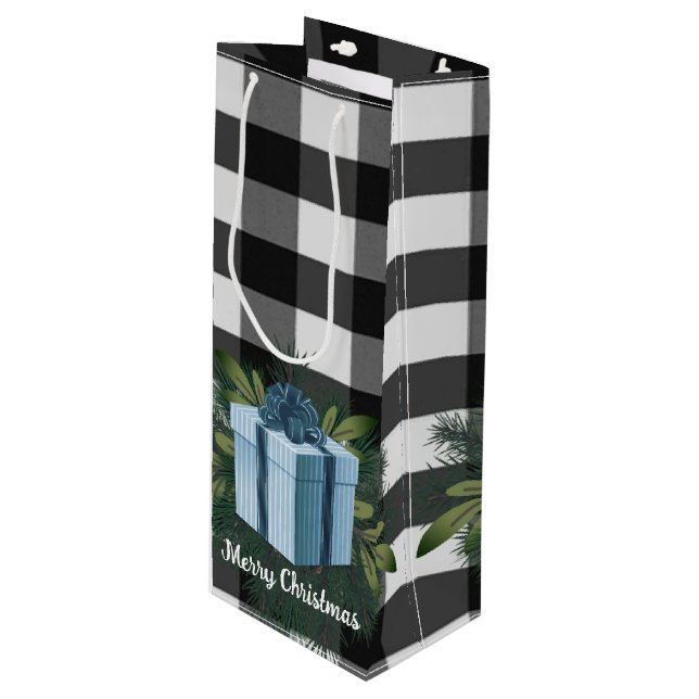 Bolsa Para Vino Regalo de los Navidades de Buffalo Plaid | Vacacio (Angulo Anverso)