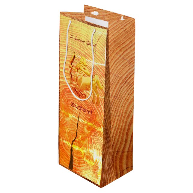 Bolsa Para Vino Regalo del partido de cumpleaños de Sagittarius (Angulo Anverso)