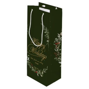 Bolsa Para Vino Regalos de vacaciones verdes y de oro en personali