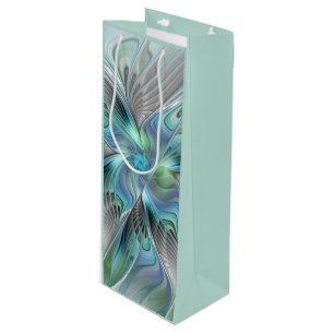 Bolsa Para Vino Resumen de mariposa azul verde azul Fantasía arte