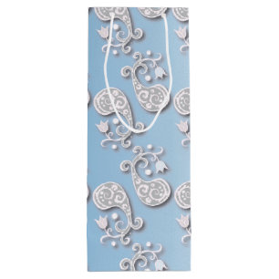 Bolsa Para Vino Resumen Floral azul bebé y pastel rosado