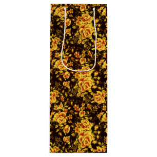 Bolsa Para Vino Resumen Patrón floral con flor dorada Gran Gif