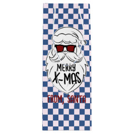 Bolsa Para Vino Retro Groovy Blue Checkered Santa Claus Christmas