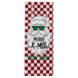Bolsa Para Vino Retro Groovy Red Checkered Santa Claus Christmas 